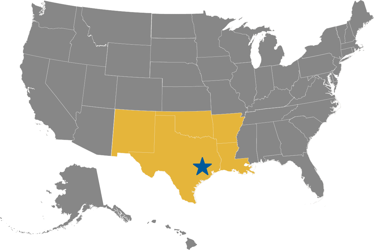Map Showing States Covered: AR, LA, NM, OK, & TX