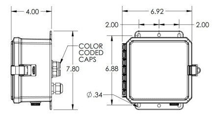 AirBOSS Single-Valve Box dimensional drawing